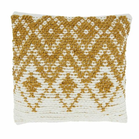SARO 18 in. Diamond Woven Square Throw Pillow with Poly Filling, Gold 1728.GL18SP
